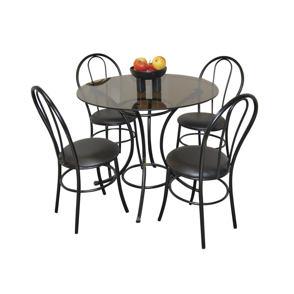 HOME SUITE 4 SEATER FIESTA GLASS TOP DINING SET  