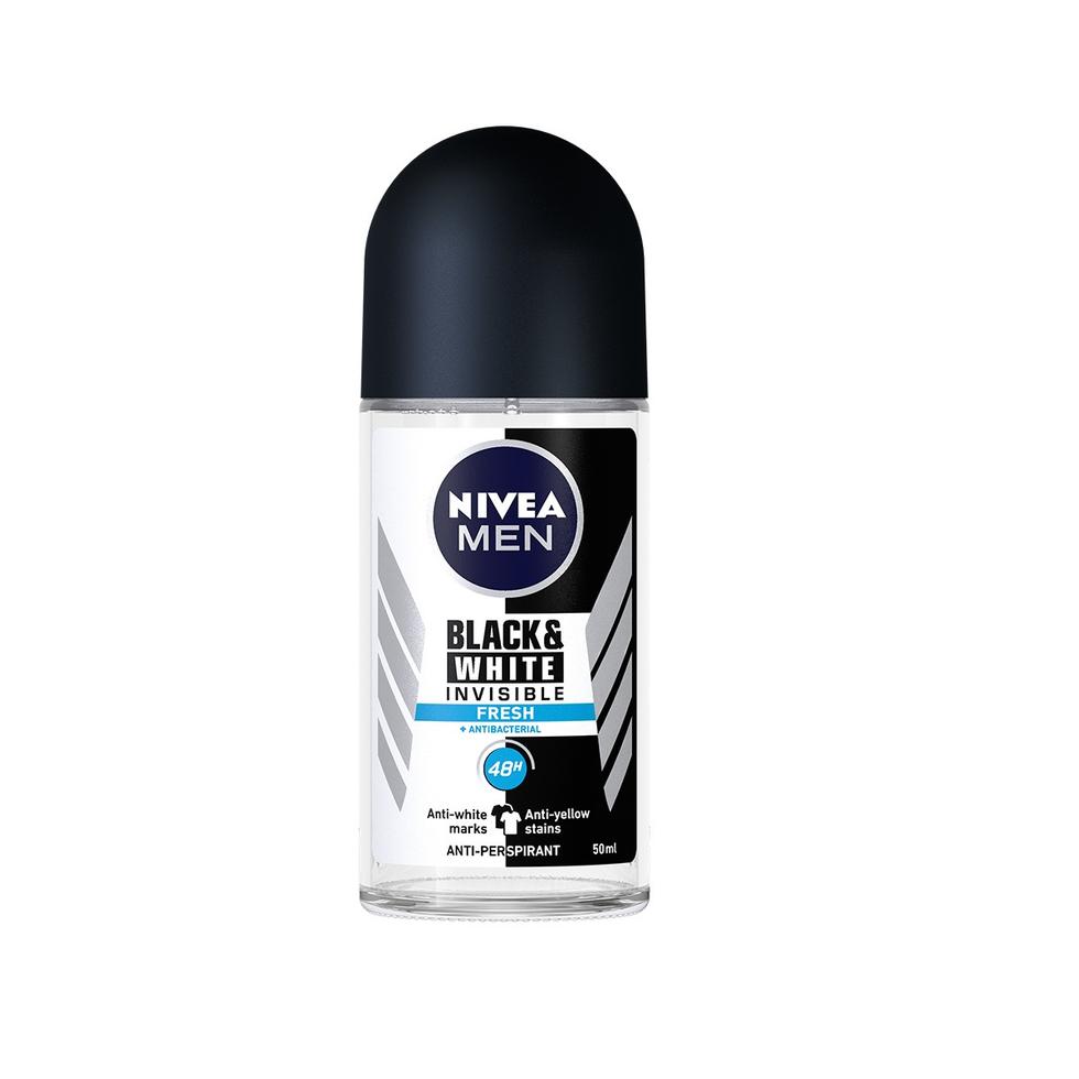 NIVEA MEN DEODORANT ROLL-ON INVISIBLE FOR BLACK & WHITE FRESH 50ML