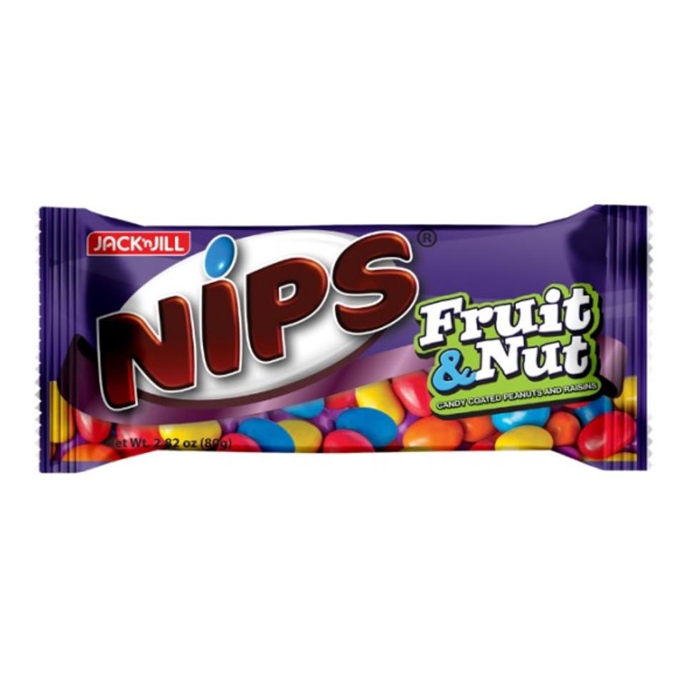 JACK N JILL NIPS CANDY COATED NUTS & RAISINS FRUIT & NUT 80G