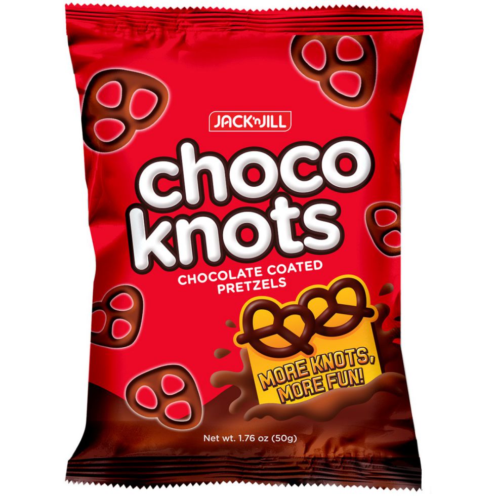 JACK N JILL  CHOCO KNOTS CHOCOLATE COATED PRETZELS  50G