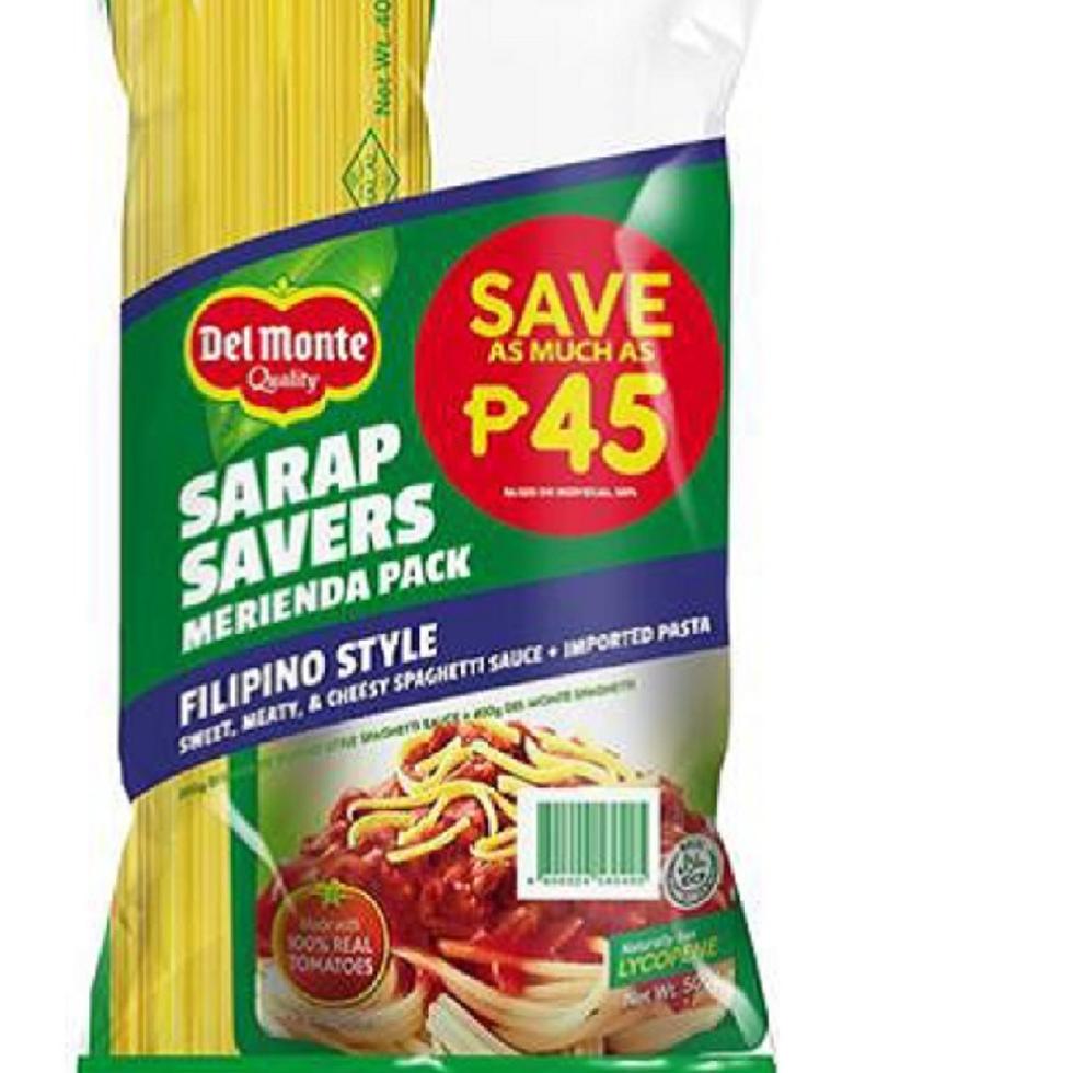 DEL MONTE WEEKEND MERIENDA FILIPINO STYLE 500G +400G, SPAGHETTI NOODLES COOKED AS PER PACKAGE DIRECTION  