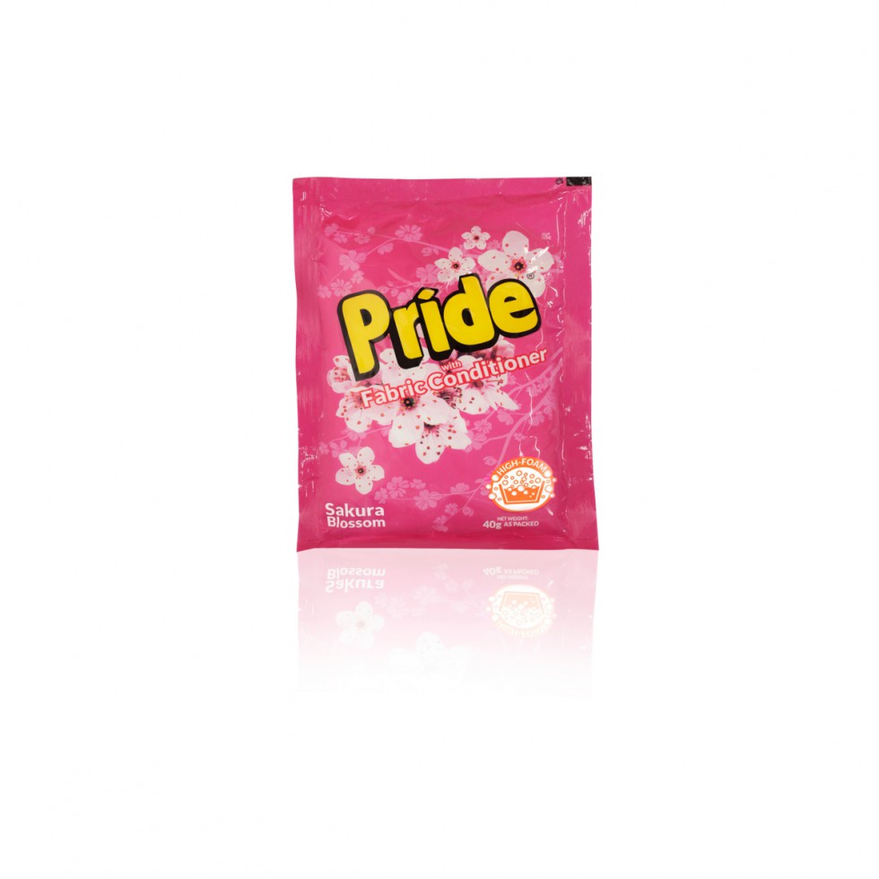 PRIDE LAUNDRY DETERGENT POWDER WITH FABCON SAKURA BLOOSOM 40G BY 6S