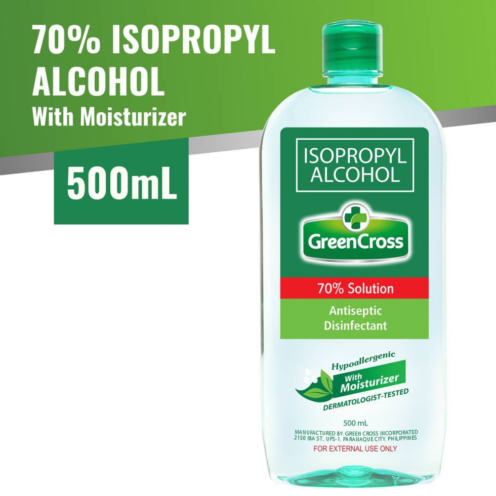 GREEN CROSS ALCOHOL 70% WITH MOISTURIZER ISOPROPYL  500ML