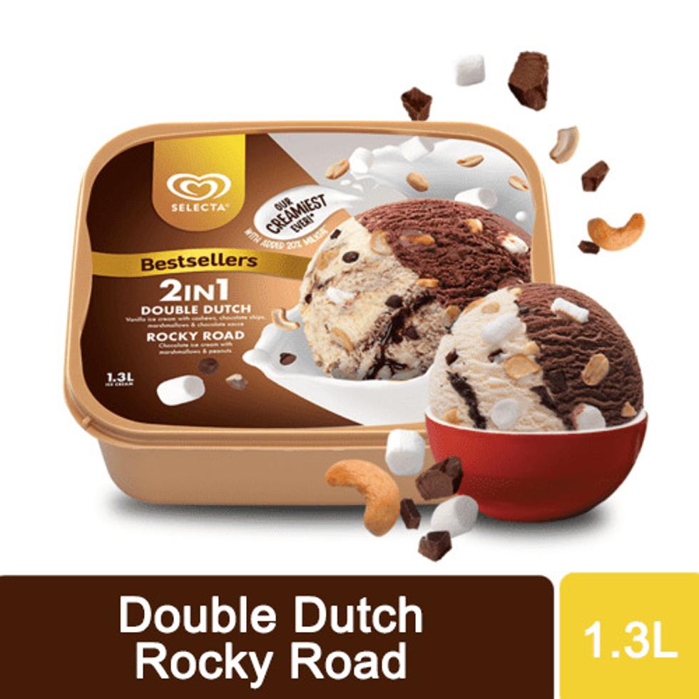 SELECTA ICE CREAM 2-IN-1 DOUBLE DUTCH-ROCKY ROAD 1.3L