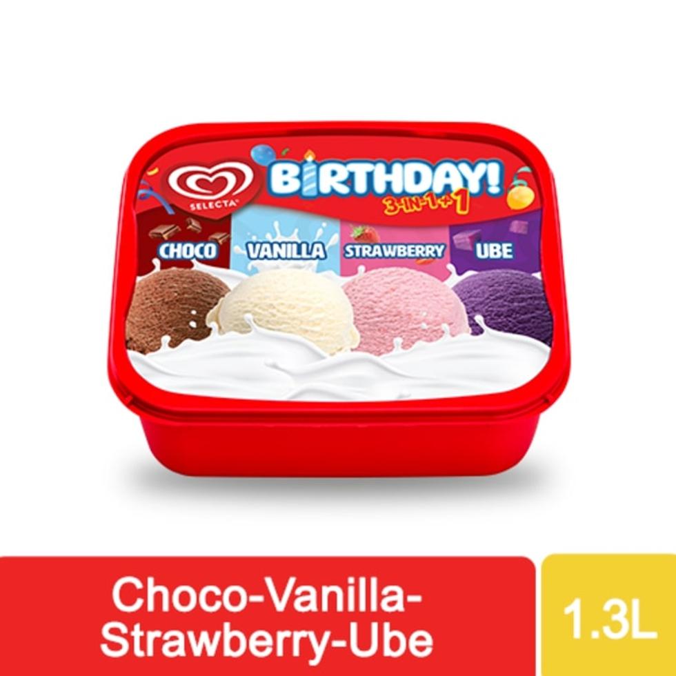 SELECTA BIRTHDAY 3+1 ICE CREAM CHOCO-VANILLA-STRAW-UBE  1.3L
