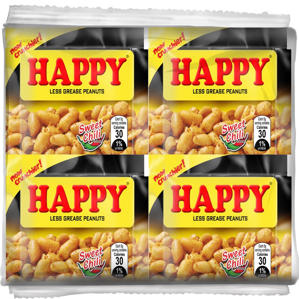 HAPPY LESS GREASE PEANUTS  SWEET CHILI 20XS5G