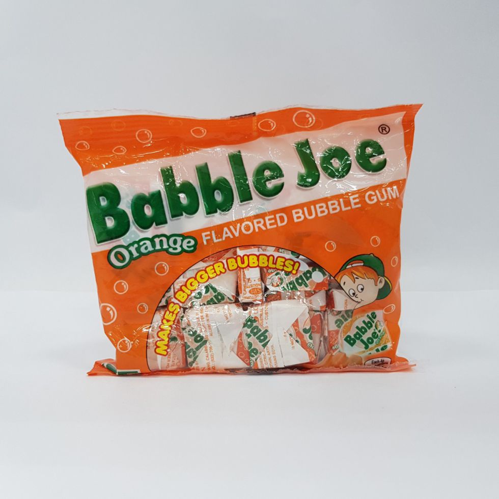 BABBLE JOE FLAVORED BUBBLE GUM 25S ORANGE 100G