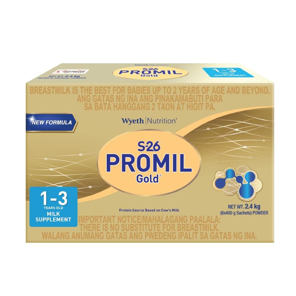 S26 PROMIL GOLD® THREE MILK SUPPLEMENT FOR KIDS 1-3 YEARS OLD BAG IN BOX (400G X 6) PLAIN 2.4KG