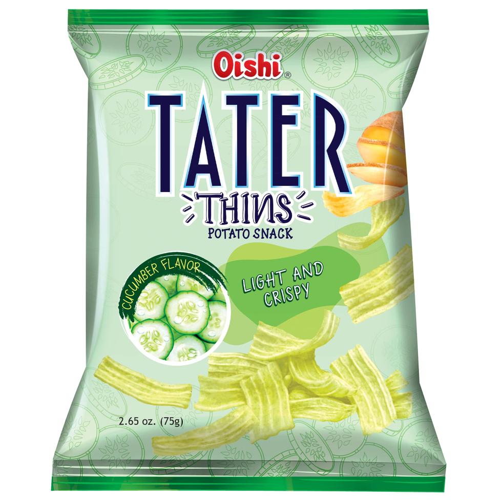 OISHI TATER THINS POTATO SNACK LIGHT AND CRISPY CUCUMBER FLAVOR 18G
