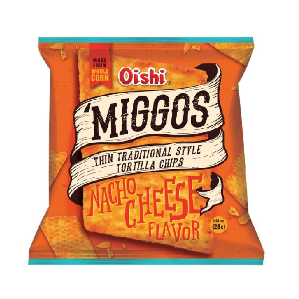 OISHI MIGGOS THIN TRADITIONAL STYLE CORN CHIPS  NACHO CHEESE FLAVOR 28G