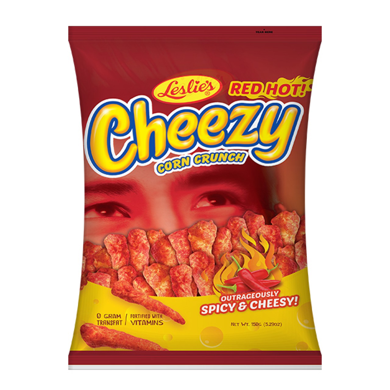 LESLIE CHEEZY CORN CRUNCH SPICY & CHEESY(RED HOT) 150G