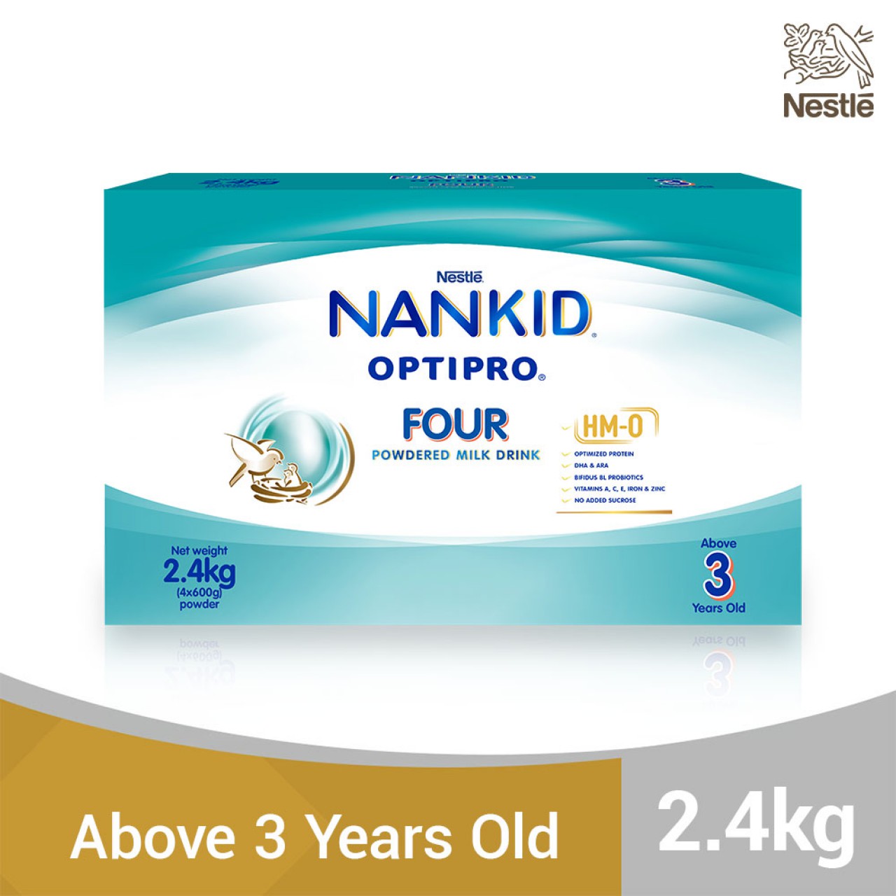 NAN KID OPTIPRO FOUR GROWING UP MILK FOR PRE-SCHOOLERS 3 YEARS OLD AND ABOVE PLAIN 2.4KG