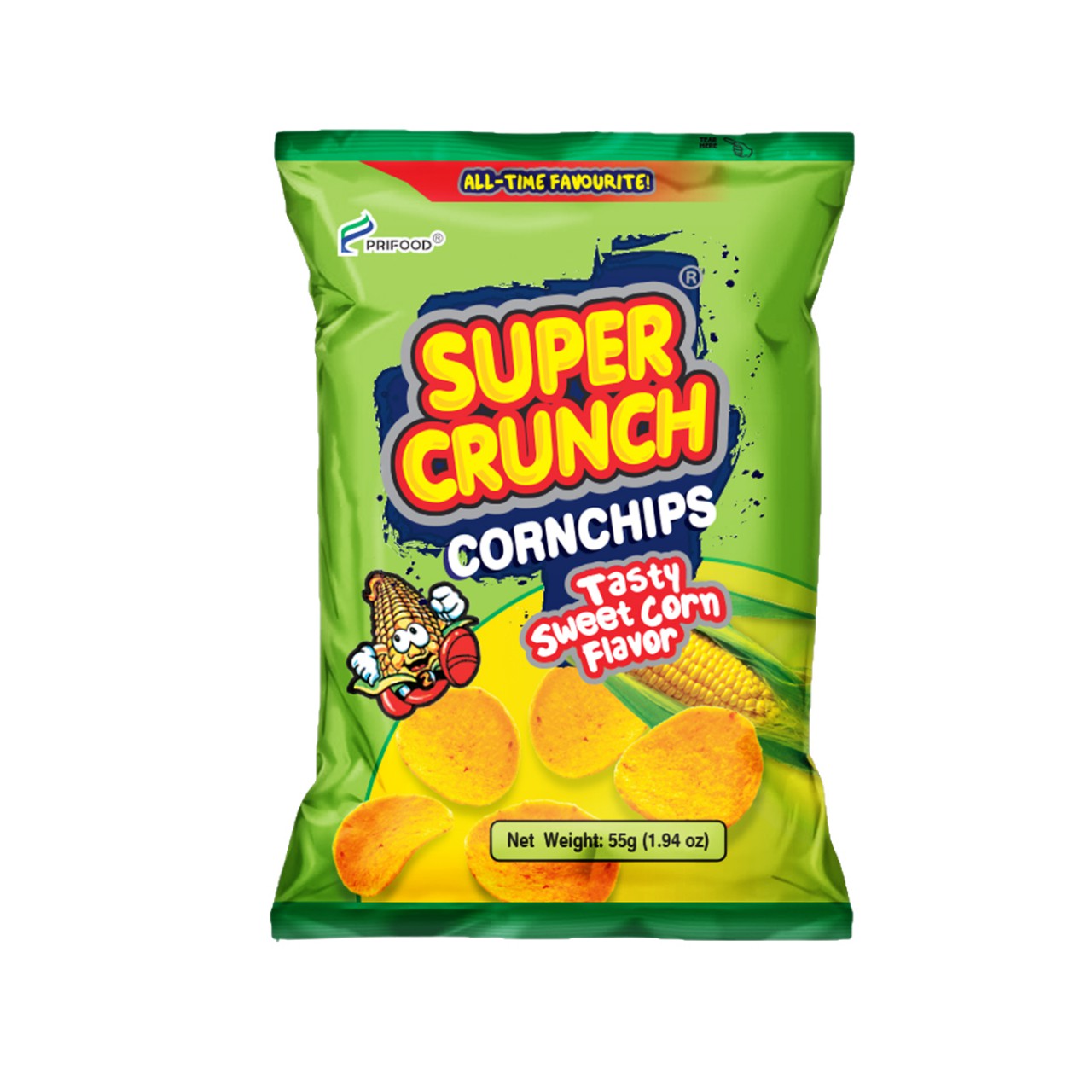PRIFOOD SUPER CRUNCH CORNCHIPS SWEET CORN 55G