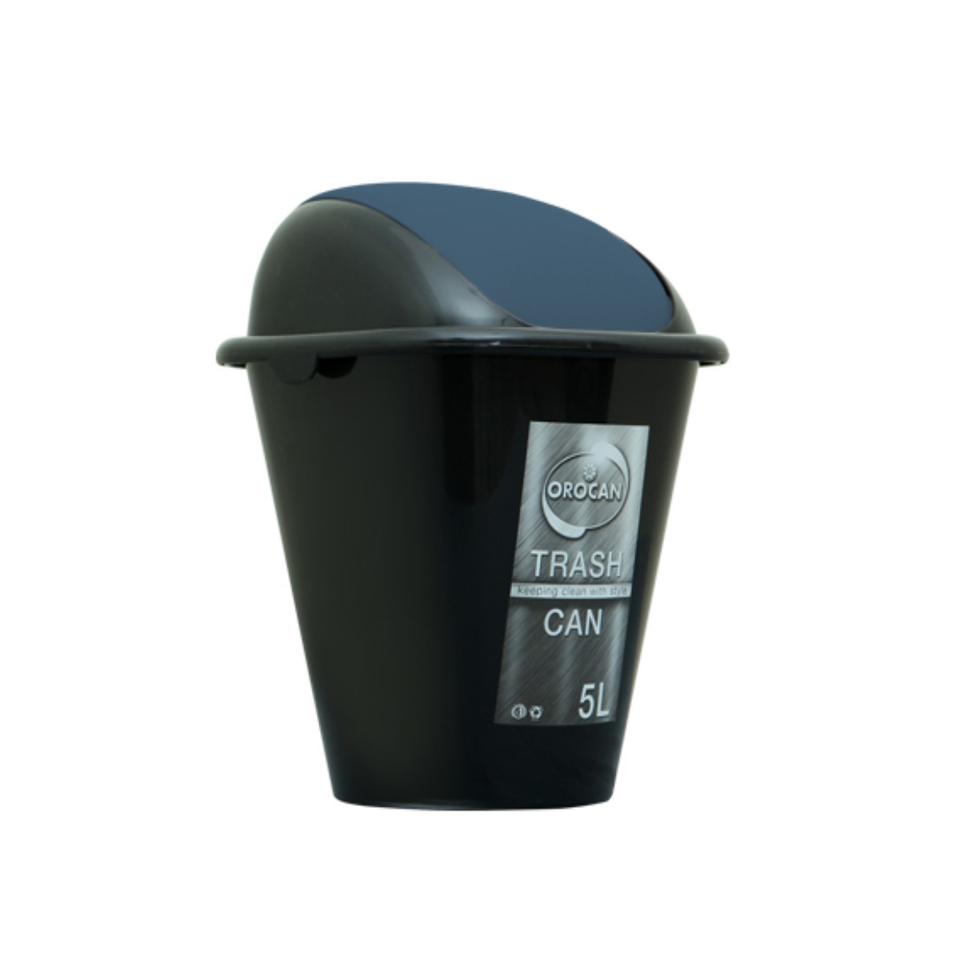 OROCAN TRASH CAN WITH SWING COVER 8801 BLACK, GREEN, PINK, YELLOW 5L