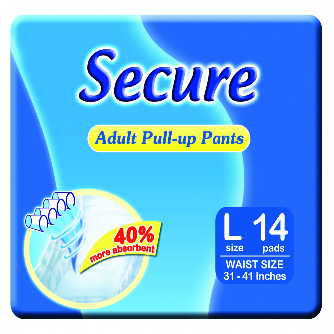 secure adult diaper pull-up pants large 14s