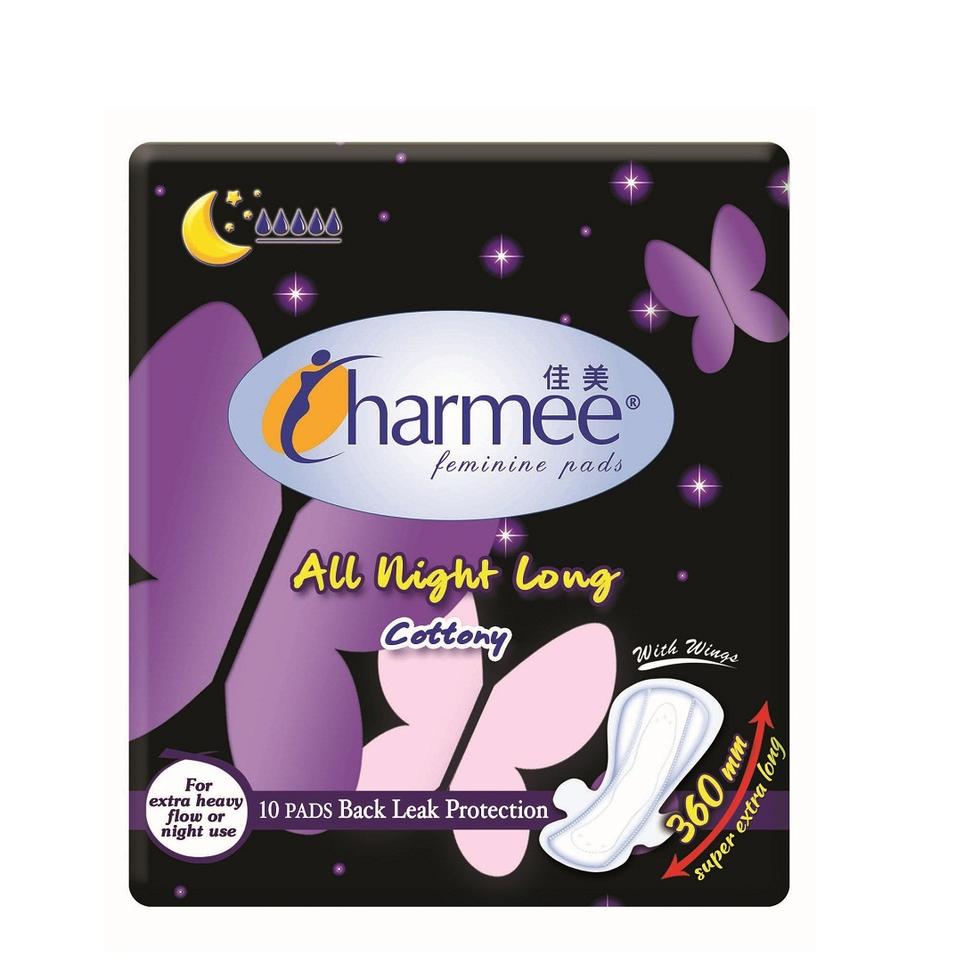 CHARMEE ALL NIGHT LONG COTTONY PADS WITH WINGS 360MM