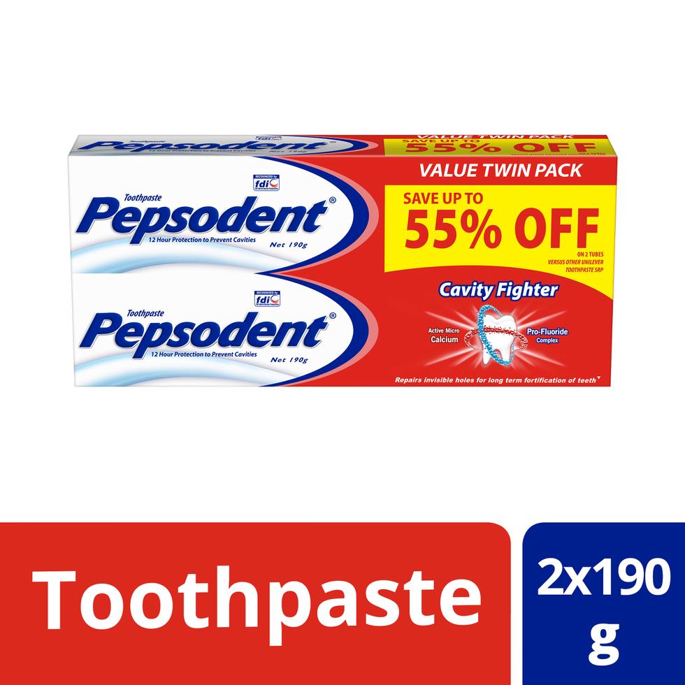 PEPSODENT TOOTHPASTE CAVITY FIGHTER VALUE PACK  190GX2