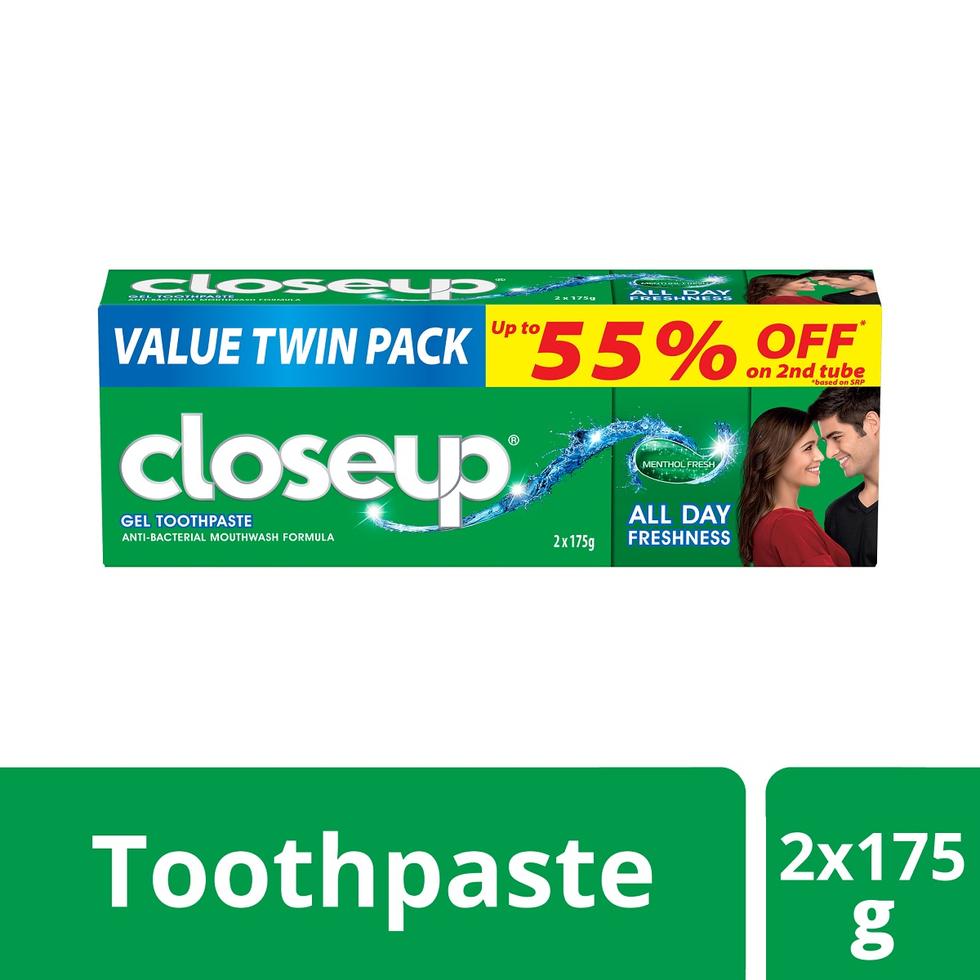 CLOSE UP ANTI-BACTERIAL TOOTHPASTE MENTHOL FRESH VALUE PACK  175GX2S