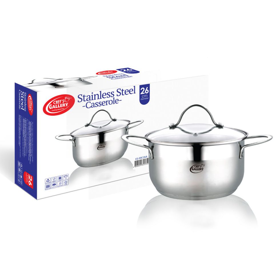 CHEF'S GALLERY STAINLESS CASSEROLE CG-SSC26  26CM