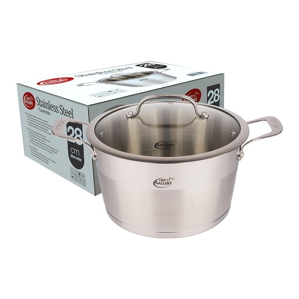 CHEF'S GALLERY STAINLESS STEEL CASSEROLE CG-SSC28 SS  28CM