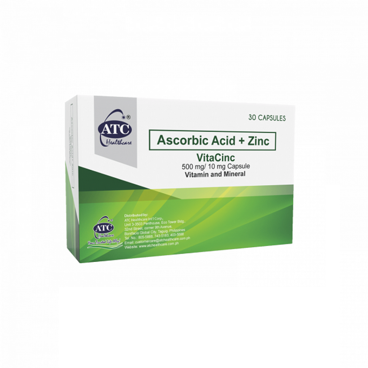 ATC (ASCORBIC ACID + ZINC) 500MG / 10MG 30 CAPSULES