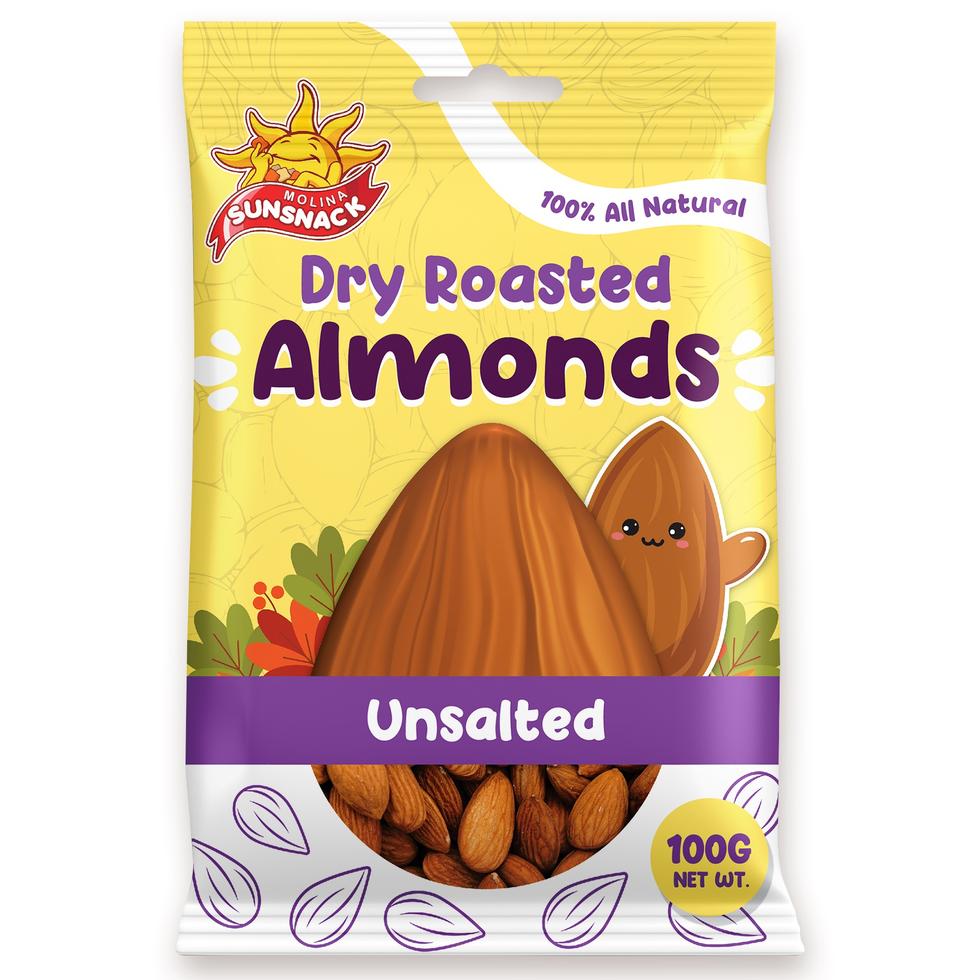MOLINA & SON SUNSNACK   DRY ROASTED ALMONDS UNSALTED 100G