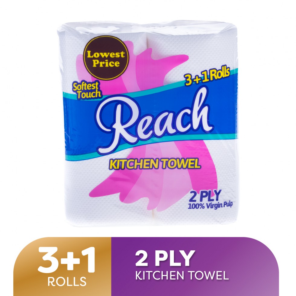 REACH KITCHEN TOWEL 2PLY 60PULLS 3+1