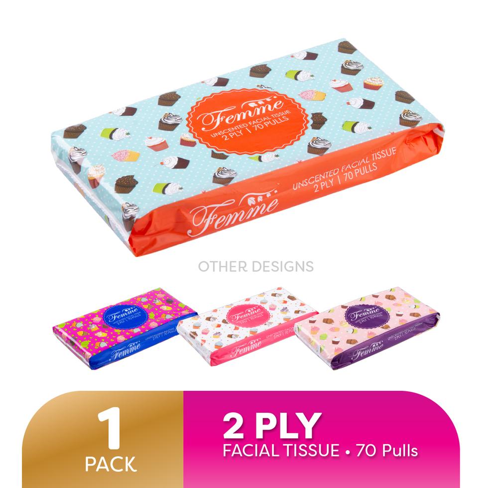 FEMME FACIAL TISSUE TRAVEL PACK 2PLY 70 PULLS  140 SHEETS
