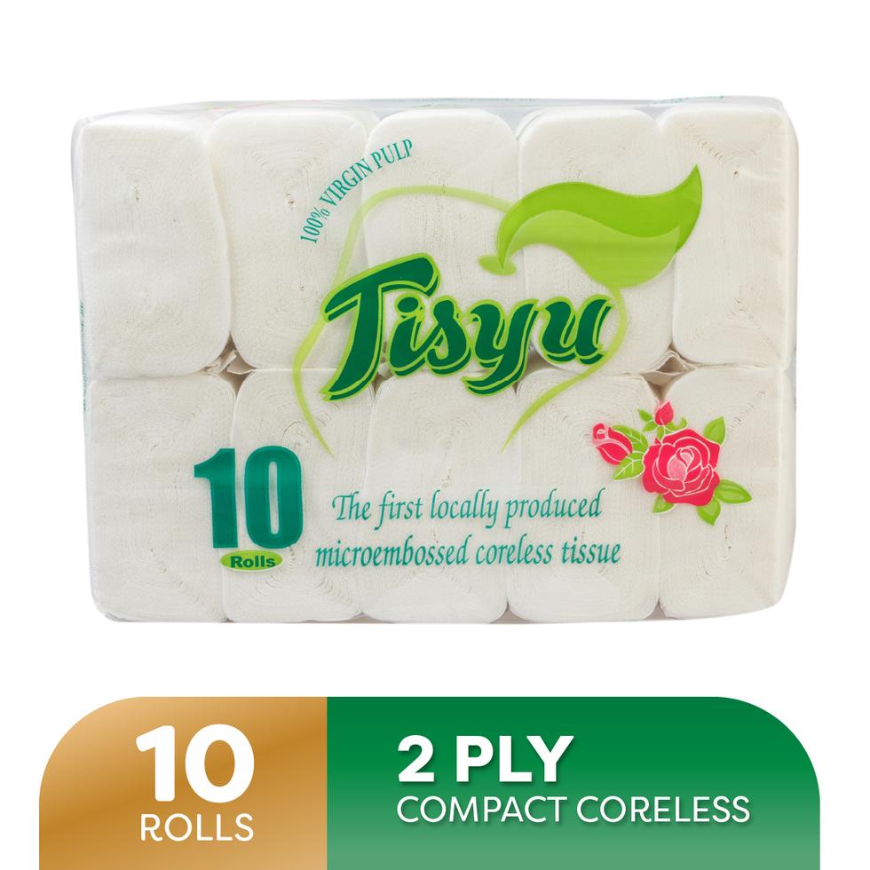 TISYU BATHROOM TISSUE CORELESS 2PLY  10 ROLLS
