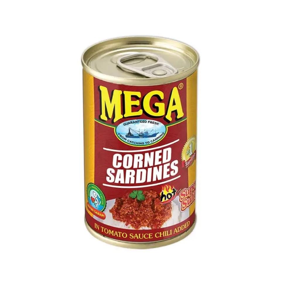 MEGA CORNED SARDINES HOT IN TOMATO SAUCE  155G