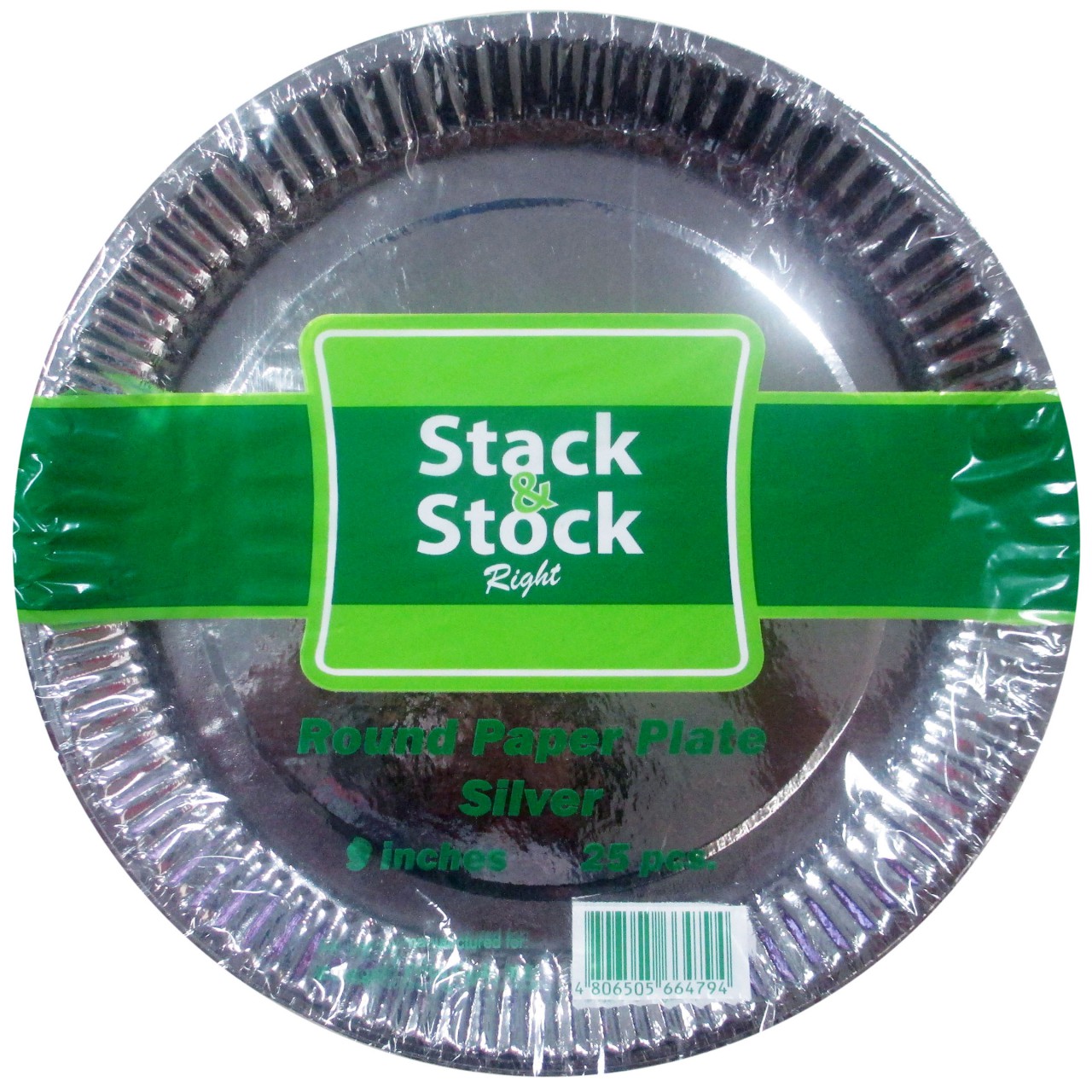 STACK & STOCK ROUND PAPER PLATE SILVER 25'S