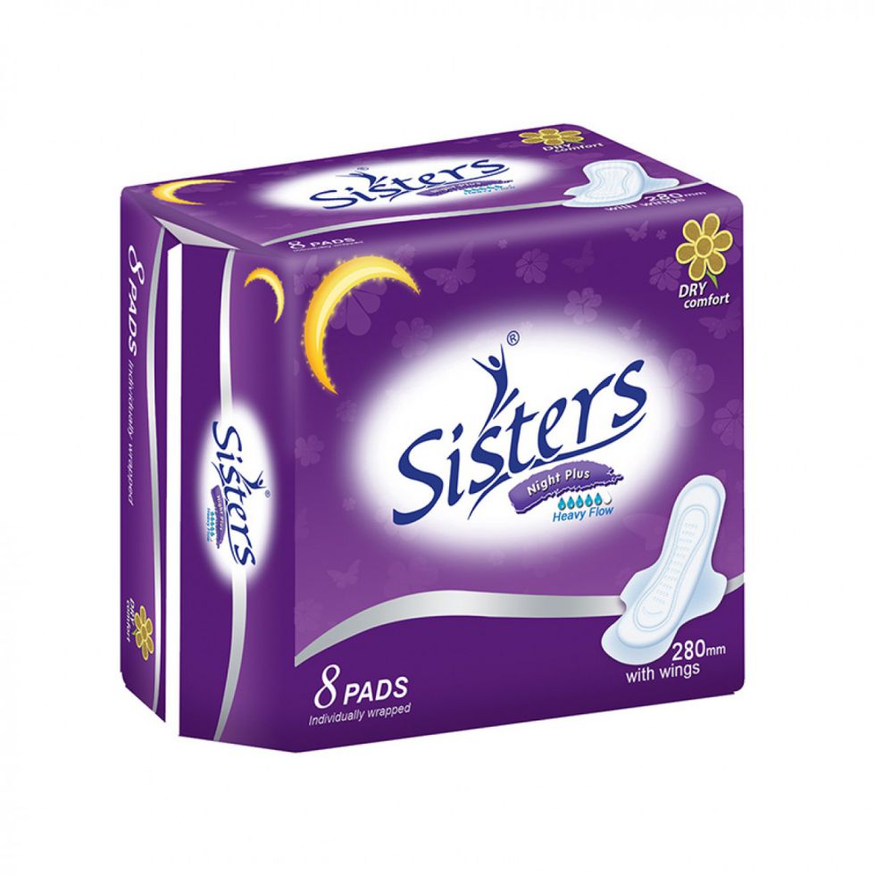 SISTERS SANITARY NAPKIN WITH WINGS NIGHT 8S 280MM