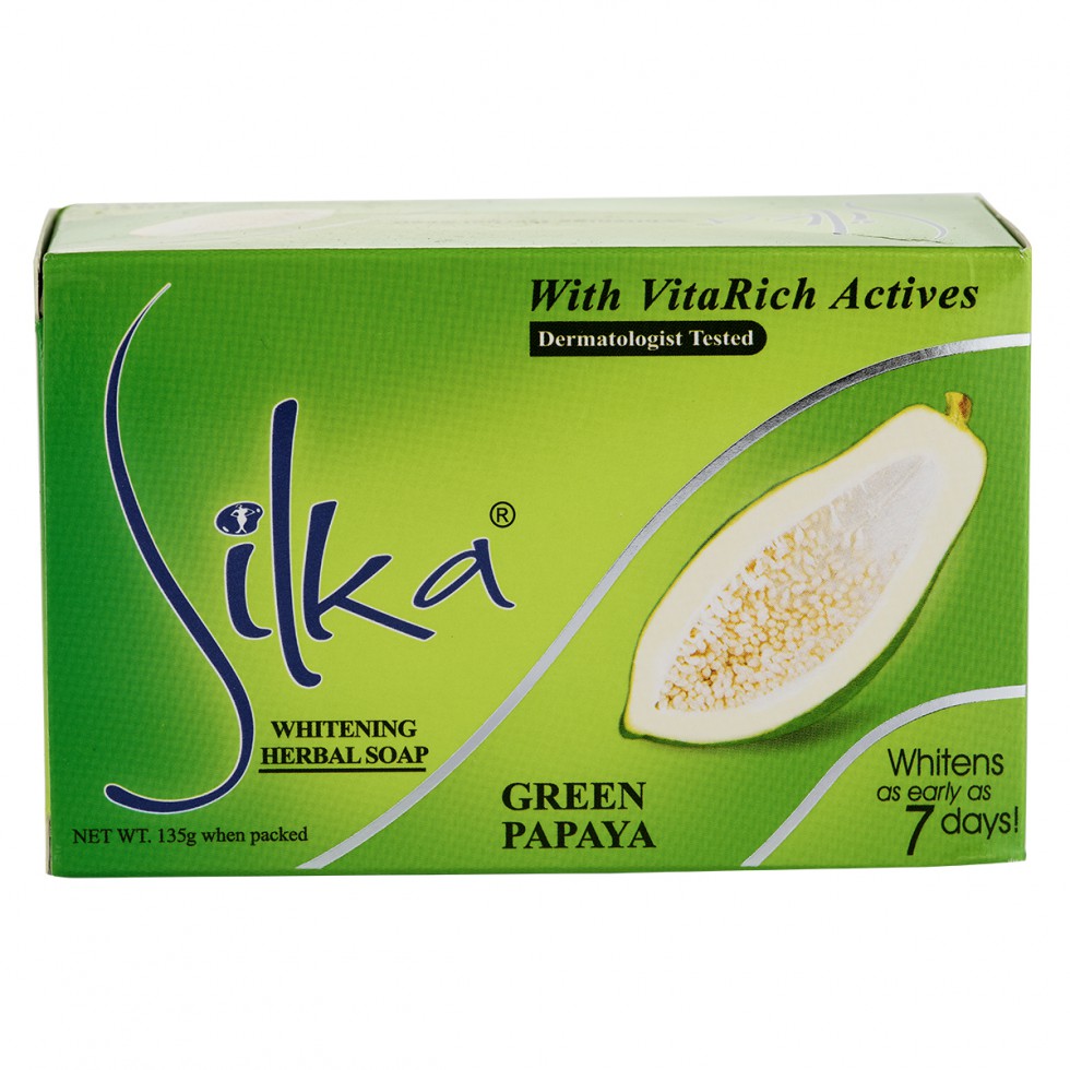 SILKA WHITENING HERBAL SOAP  GREEN PAPAYA 135G