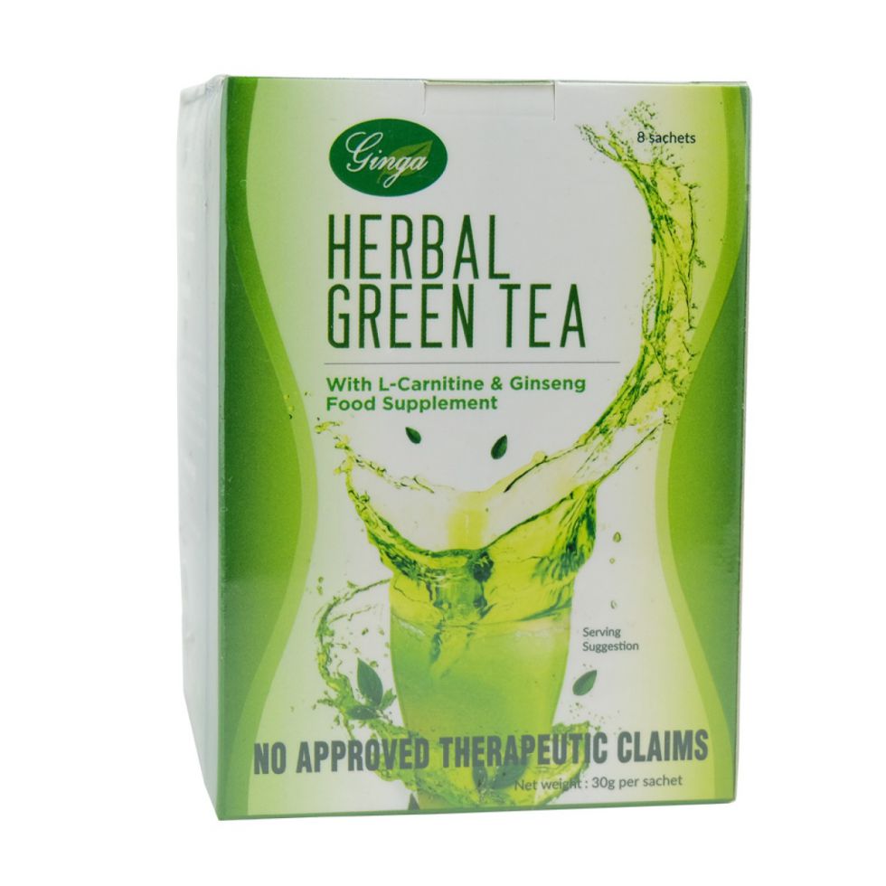 GINGA HERBAL GREEN TEA WITH L-CARNITINE & GINSENG FOOD SUPPLEMENT  240 GRAMS
