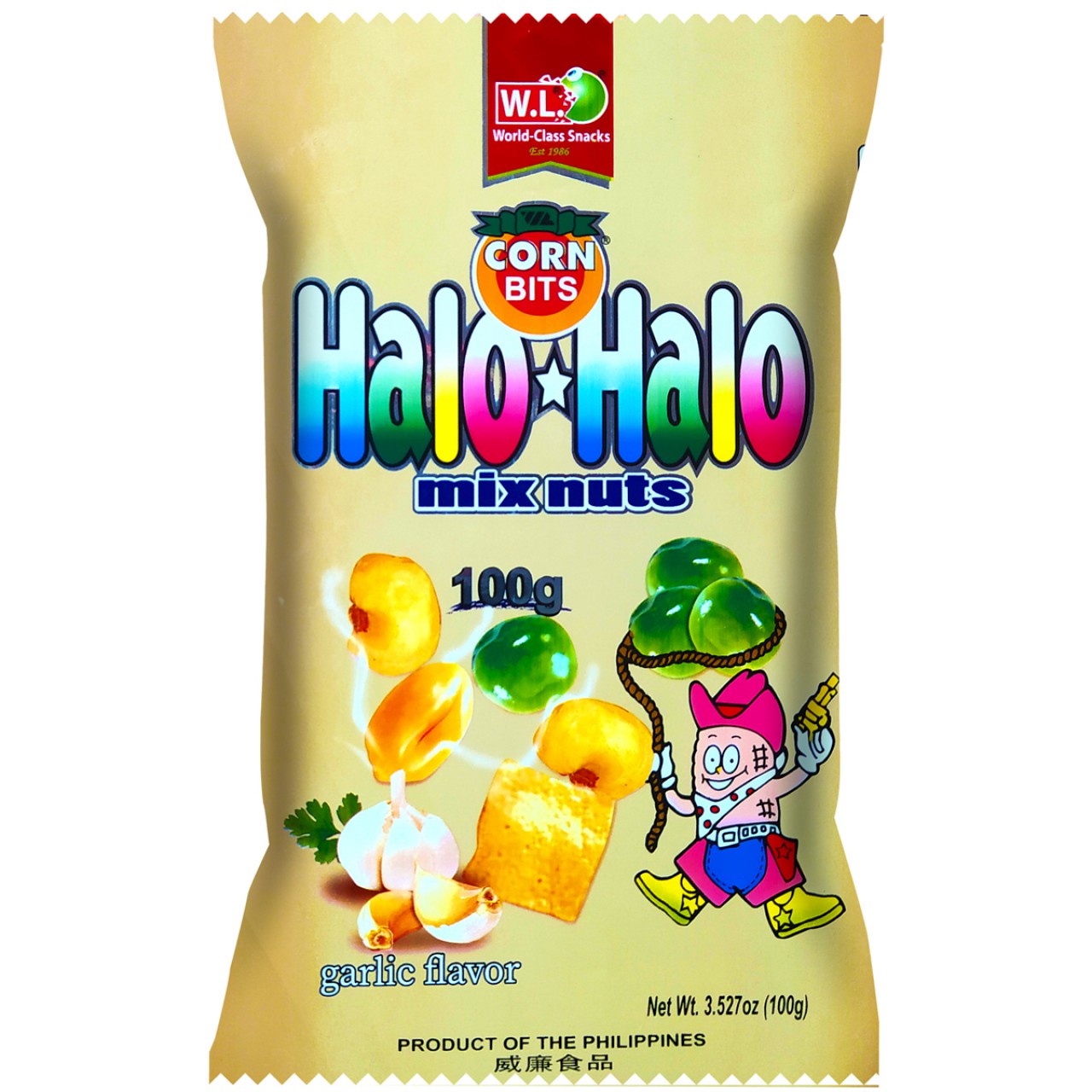 WL FOODS CORN BITS HALO MIX NUTS GARLIC FLAVOR 100G