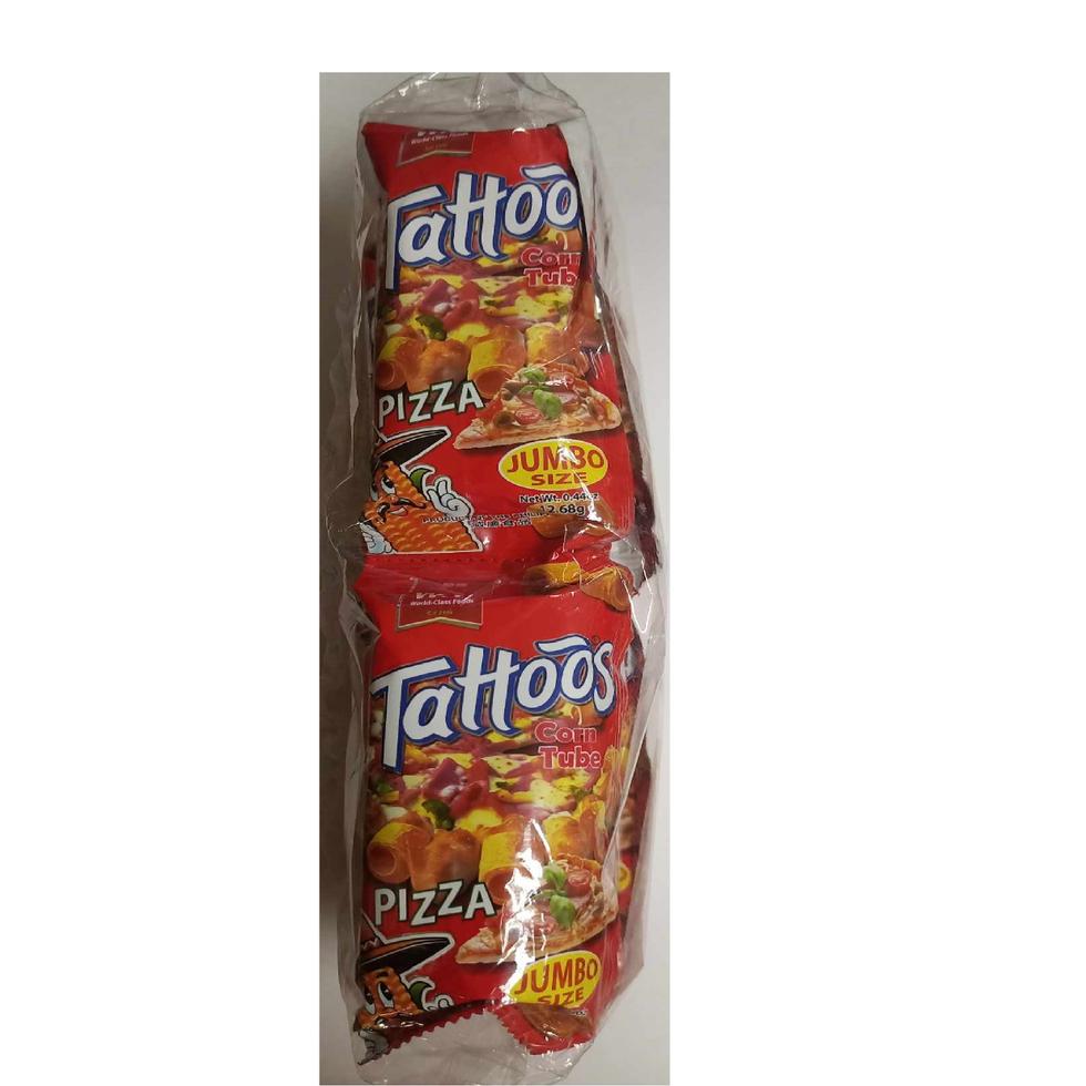 WL FOODS TATTOOS CORN TUBE JUMBO 16.68GX10S PIZZA FLAVOR 