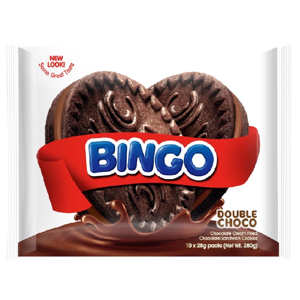 BINGO COOKIE SANDWICH  DOUBLE CHOCO  28GX10S