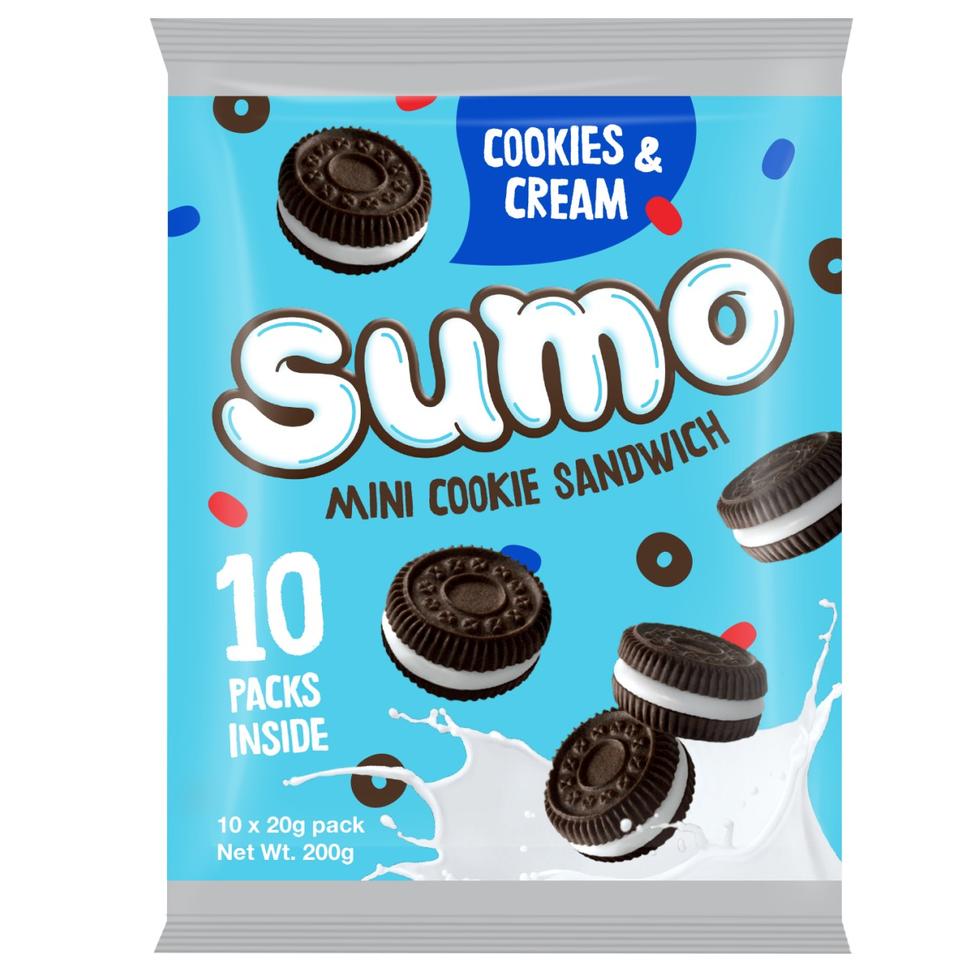 MONDE SUMO MINI COOKIE SANDWICH COOKIES AND CREAM 200G