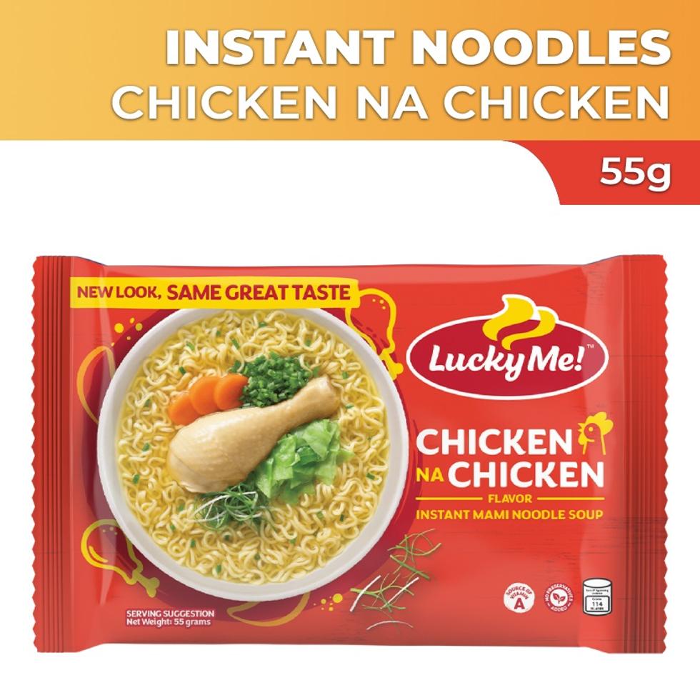 LUCKY ME! INSTANT MAMI CHICKEN NA CHICKEN 55G, COOKED ACCORDING TO PACKAGE DIRECTIONS  