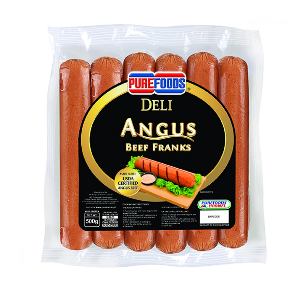 PUREFOODS ANGUS BEEF FRANKS 500G, SLICED INTO ROUNDS  