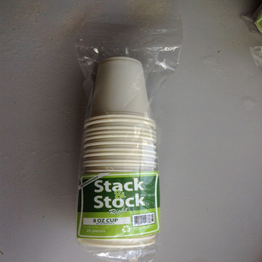 STACK & STOCK CUP BIODEGRADABLE 8OZ 25S