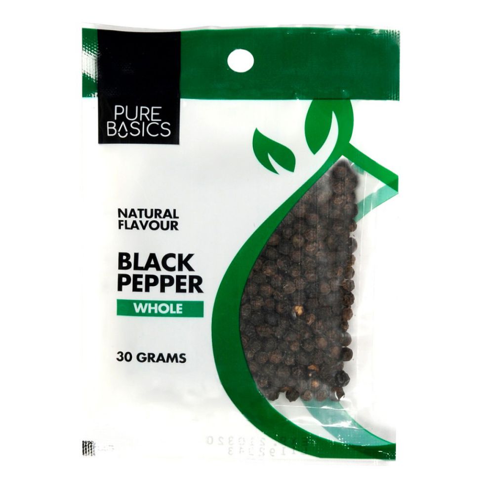PURE BASICS BLACK PEPPER WHOLE 30G