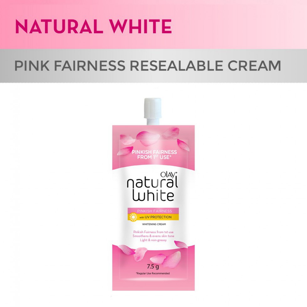 OLAY NATURAL WHITE PINK FAIRNESS CREAM RESEALABLE  7.5G 3PCS