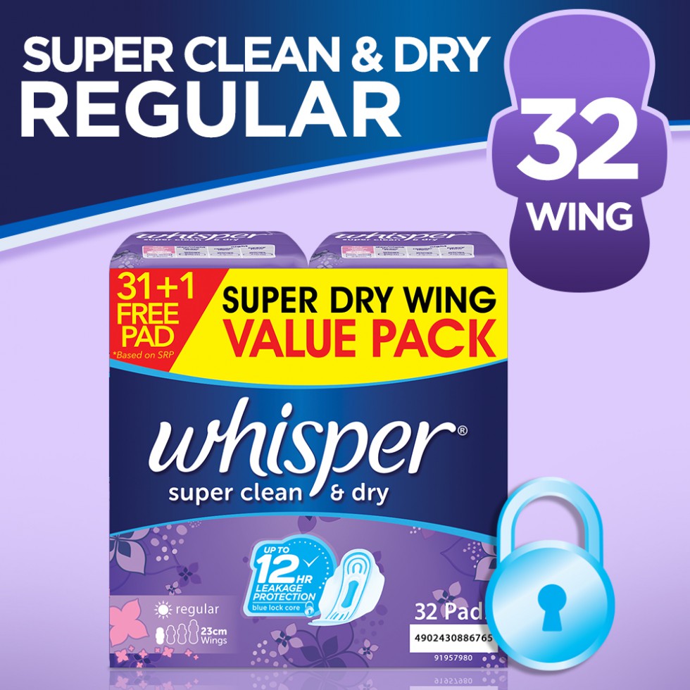 WHISPER SUPER CLN&DRY WINGS32S