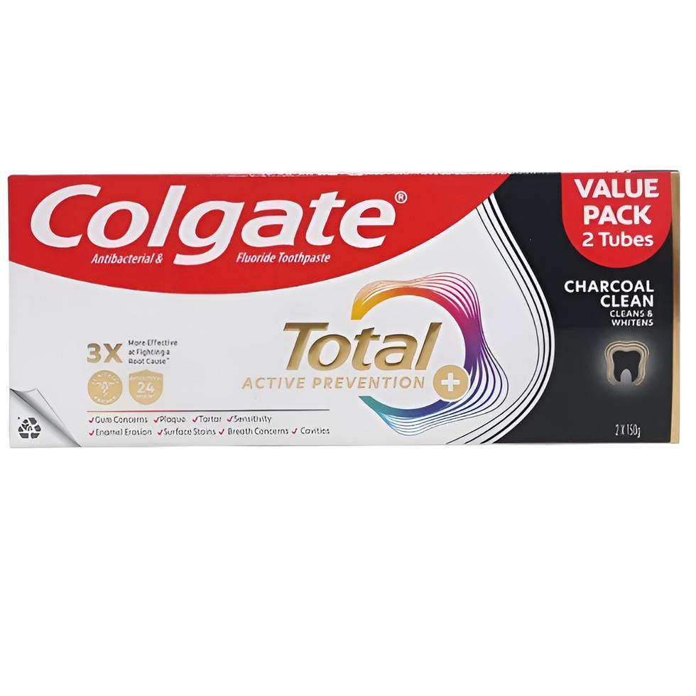 COLGATE TOOTHPASTE TOTAL 12 CHARCOAL DEEP CLEAN VALUE PACK  150G 2S