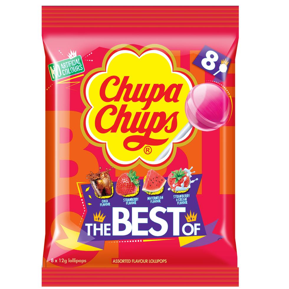 CHUPA CHUPS THE BEST OF ASSORTED FLAVOR LOLLIPOPS 8X12G  
