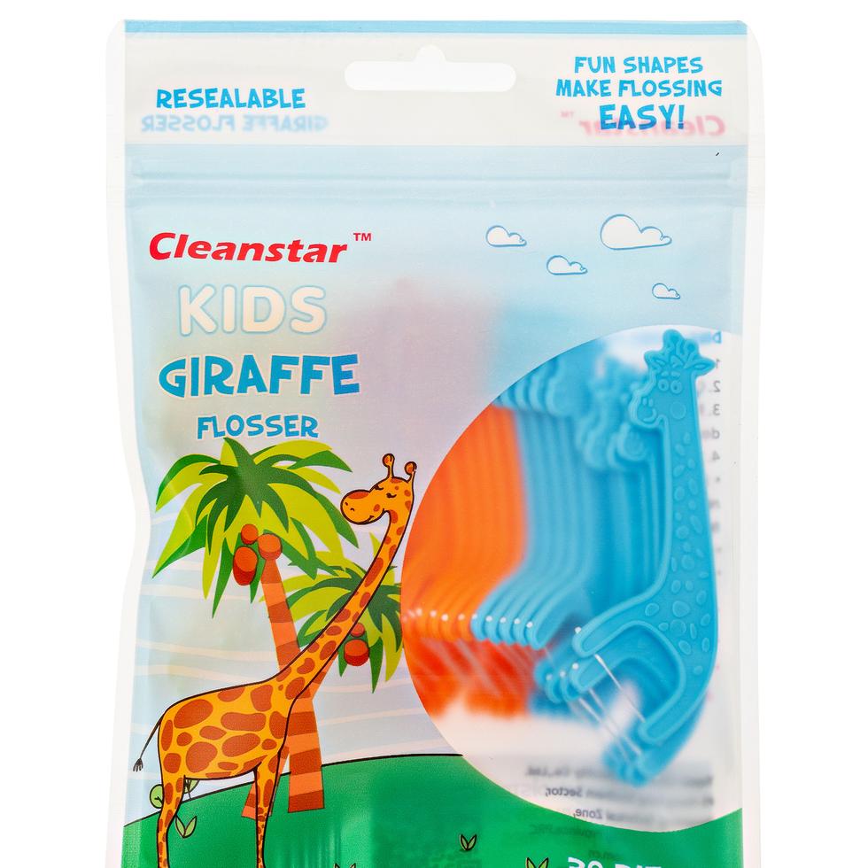 CLEANSTAR DENTAL FLOSS GIRAFFE KIDS BAG 30 PICKS