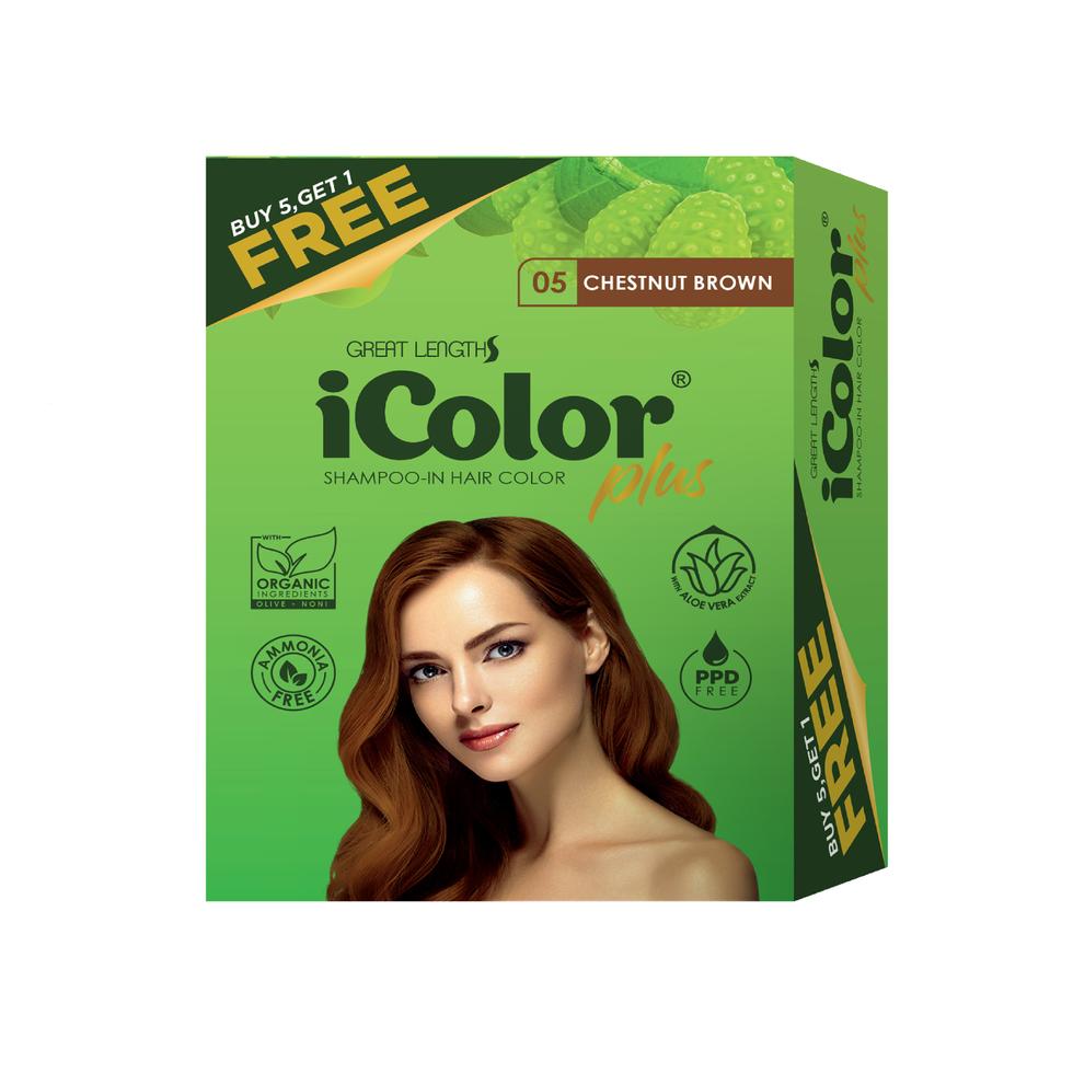 ICOLOR PLUS SHAMPOO-IN HAIR COLOR 30M 5 + 1 CHESTNUT BROWN 