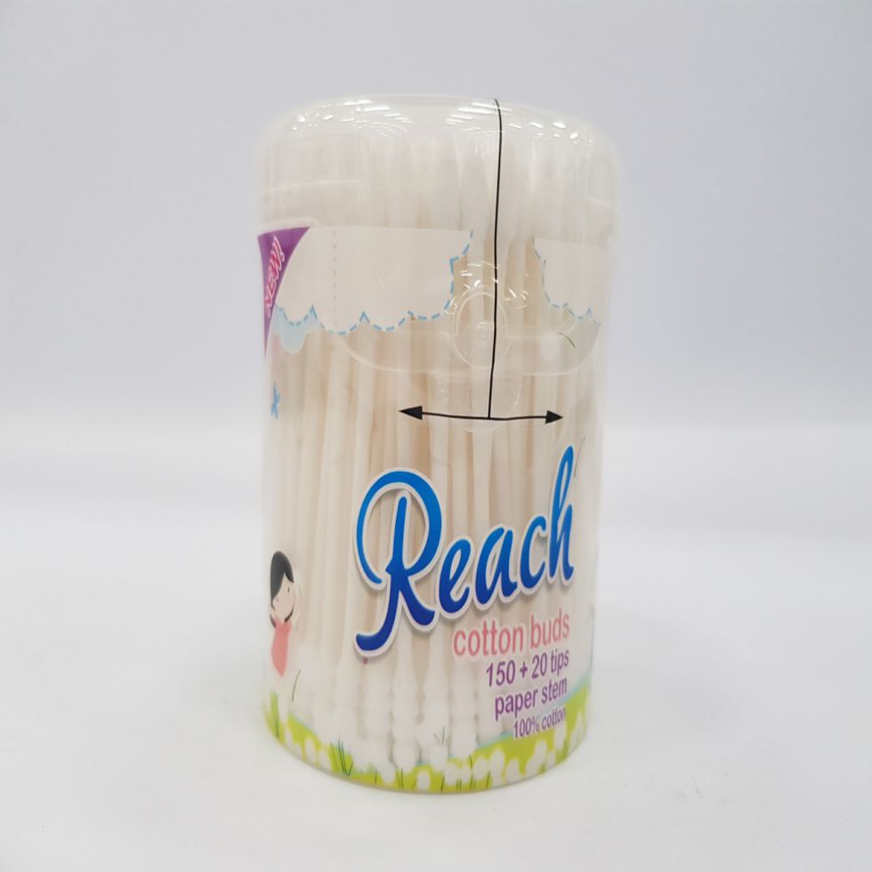 REACH COTTON BUDS CAN PAPER STEM 150 TIPS + 20 TIPS