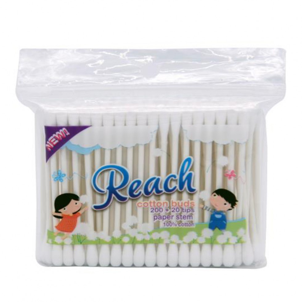 REACH COTTON BUDS PAPER STEM 200 TIPS + 20 TIPS